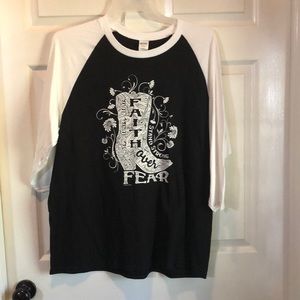 Black and white baseball style Tee